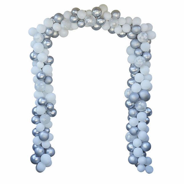 Ballonnenboog Deur Kit - Wit/Zilver/Sneeuwvlokken