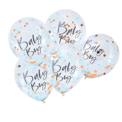 Confetti Ballonnen 'Baby Boy' - 5 stuks