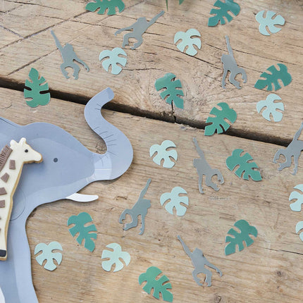 tafel confetti met jungle thema