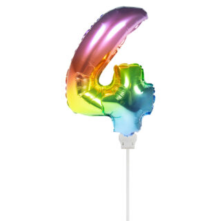 Foliecijfer Mini ‘4’ Regenboog - 36 Centimeter