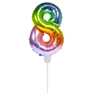 Foliecijfer Mini ‘8’ Regenboog - 36 Centimeter