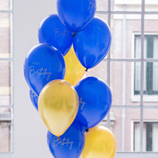 blauwe en gouden ballonnen happy birthday