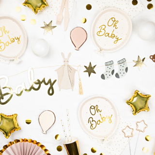 babyshower versiering in het creme, beige en goud