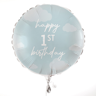 Blauwe folieballon happy first birthday