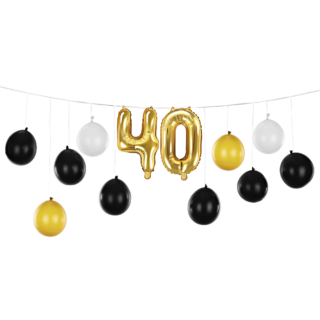 ballonslingers cijfers 40 in het zwart en goud