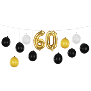 ballonslinger in het zwart en goud met het cijfer 60