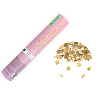 roze partypopper met gouden sterren confetti