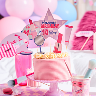 taartversiering pamper party lila ster personaliseerbaar